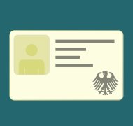 Personalausweis Symbolbild Zeichnung eines Personalausweises. Ein Symbolbild für einen deutschen Personalausweis mit Platzhalter für das Passbild und Andeutung von Daten durch Striche. Auf der rechten unteren Ecke ist der Bundesadler abgebildet. Der Personalausweis ist in hellgelb gehalten und liegt auf einem dunkelgrünen Hintergrund.